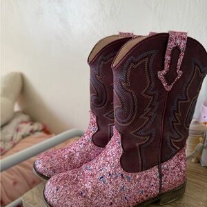 Pink Glitter Cowboy Boots